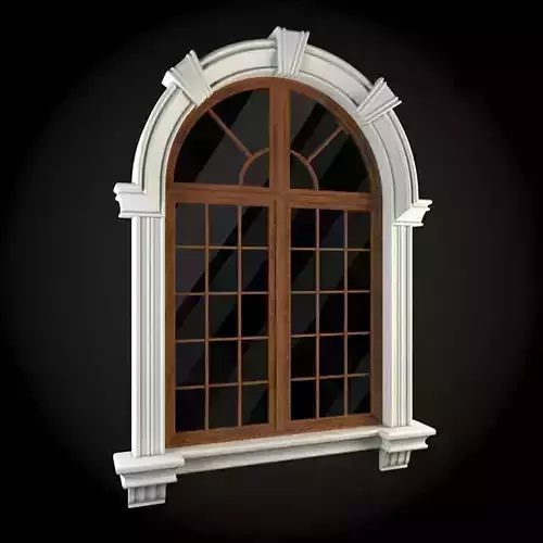 Window arched with wooden frame