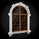 Window arched with wooden frame 3D model_1