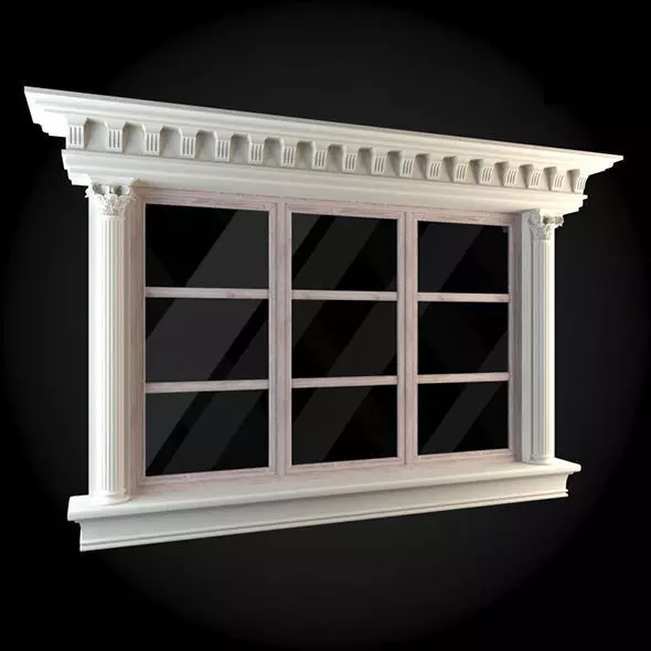 Window ornate with mullions 3D model_0