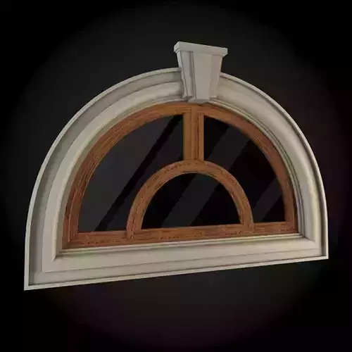 Window arched with wooden frame