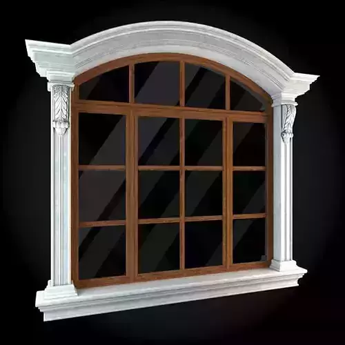 Window arched with wooden frame