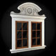 Window ornate with clock 3D model_1