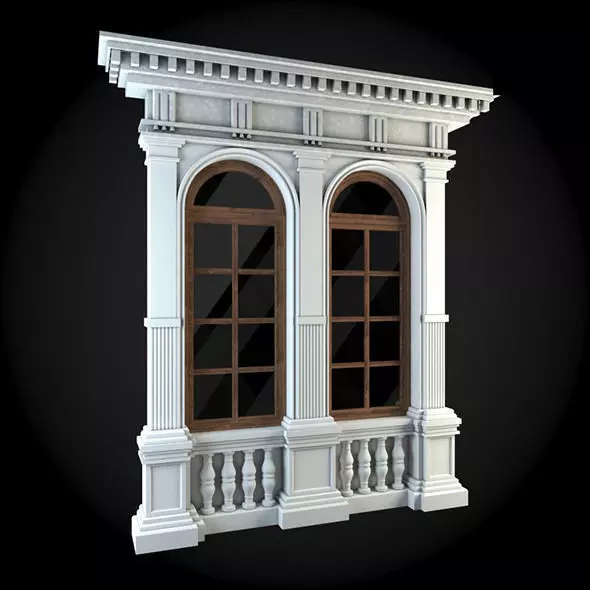 Window with arches and columns 3D model_0