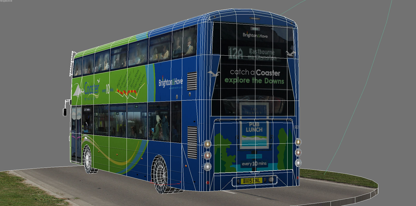 Wrightbus Streetdeck Coaster Green livery Low-poly 3D model_8