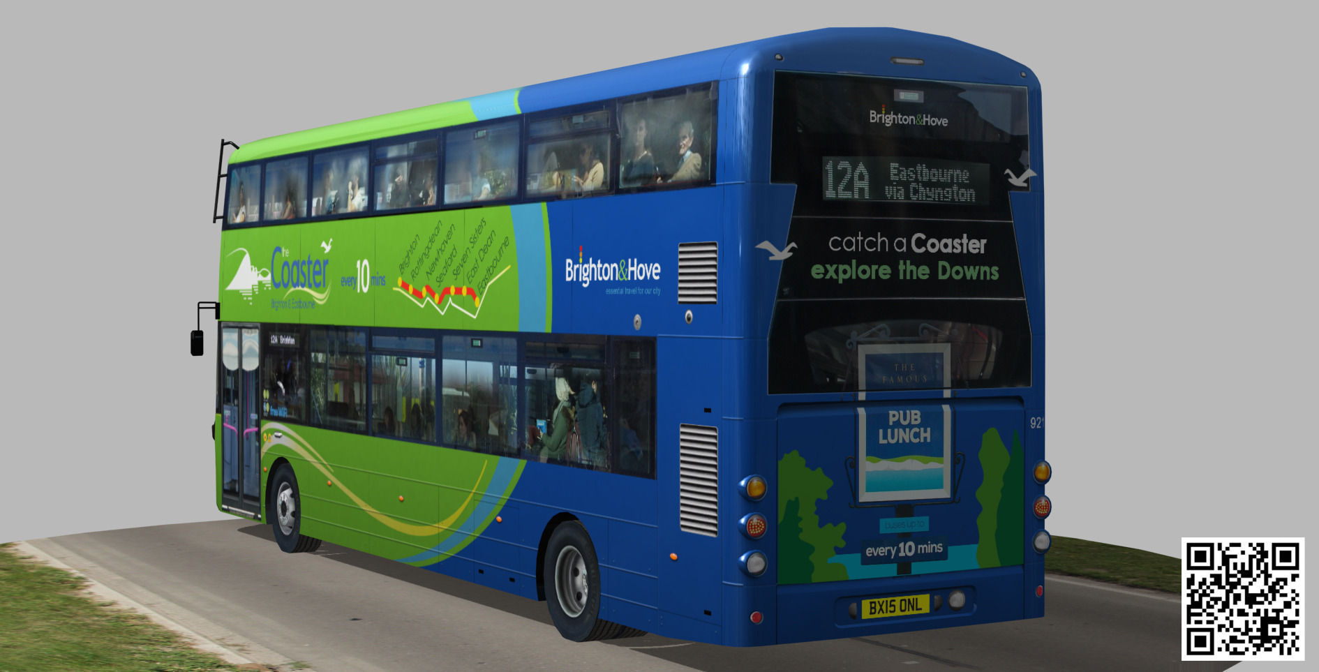 Wrightbus Streetdeck Coaster Green livery Low-poly 3D model_3