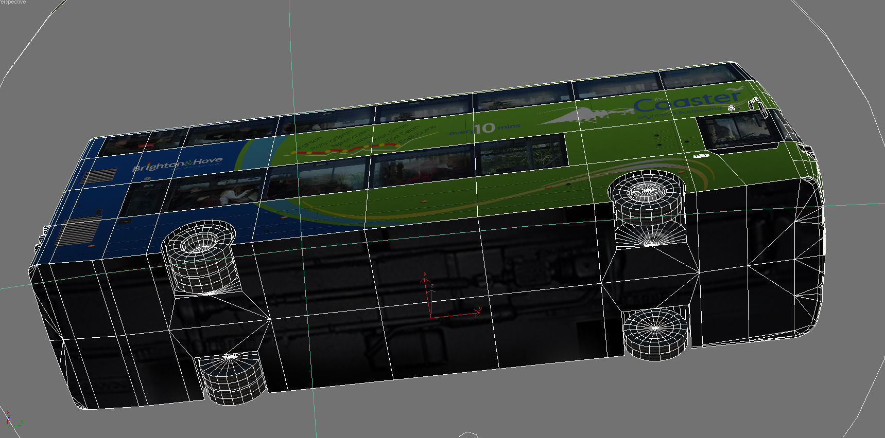 Wrightbus Streetdeck Coaster Green livery Low-poly 3D model_9