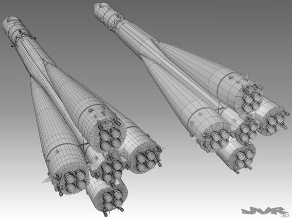 Vostok 1 Space Rocket 3D model_2