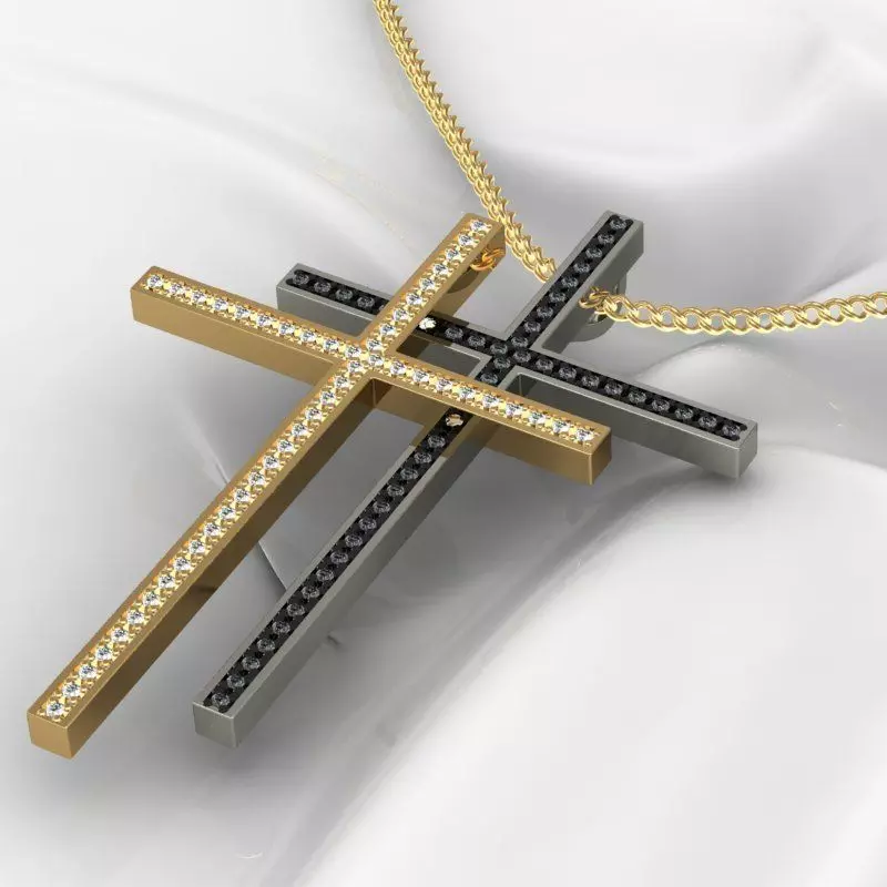 MFS cross pendant with diamonds 3D print model_0