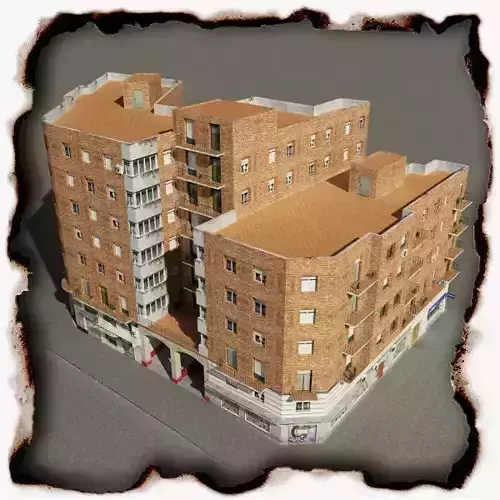 Building apartment - apartment Low-poly 3D model