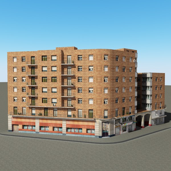 Building apartment - apartment Low-poly 3D model_2