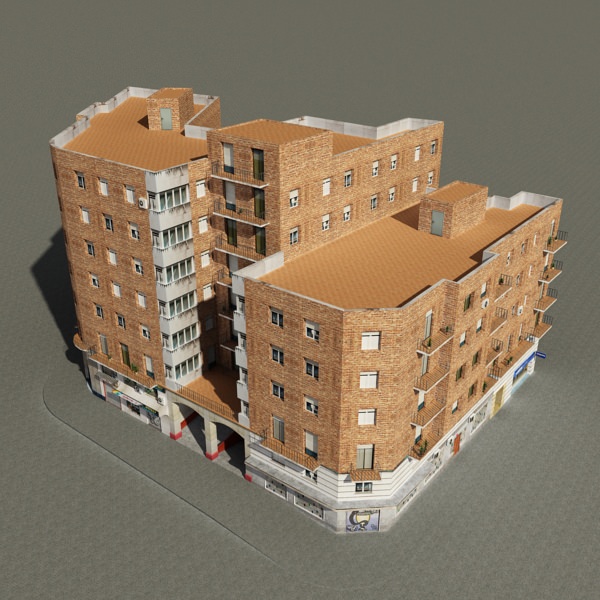 Building apartment - apartment Low-poly 3D model_1