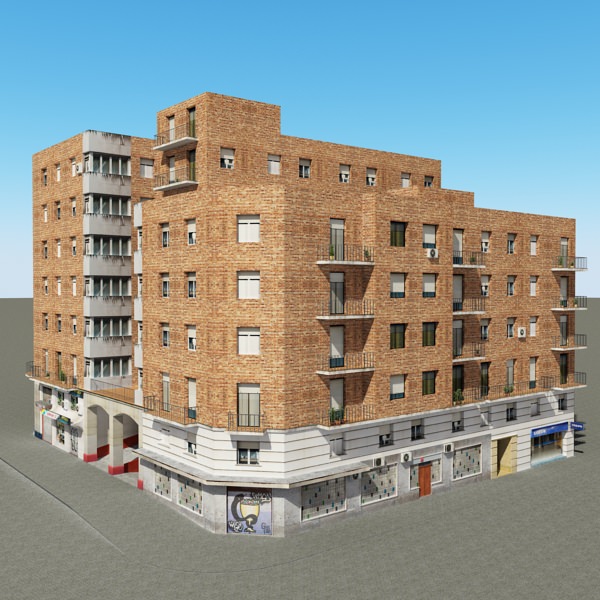 Building apartment - apartment Low-poly 3D model_3