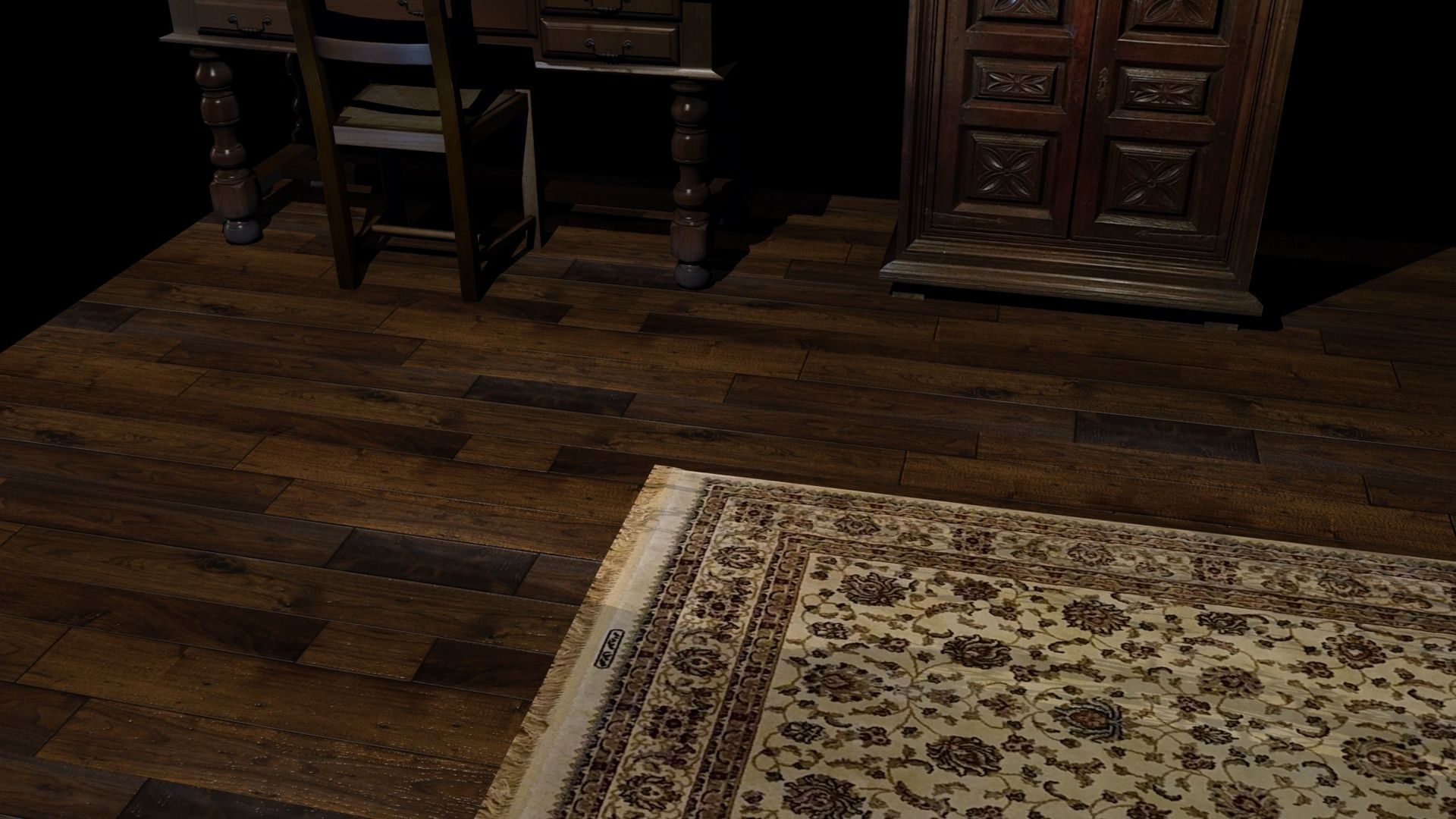 Classical french Bedroom Low-poly 3D model_3