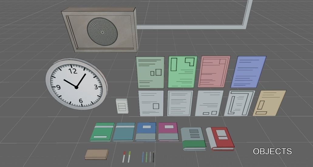 Anime Classroom - Game Props Low-poly 3D model_8