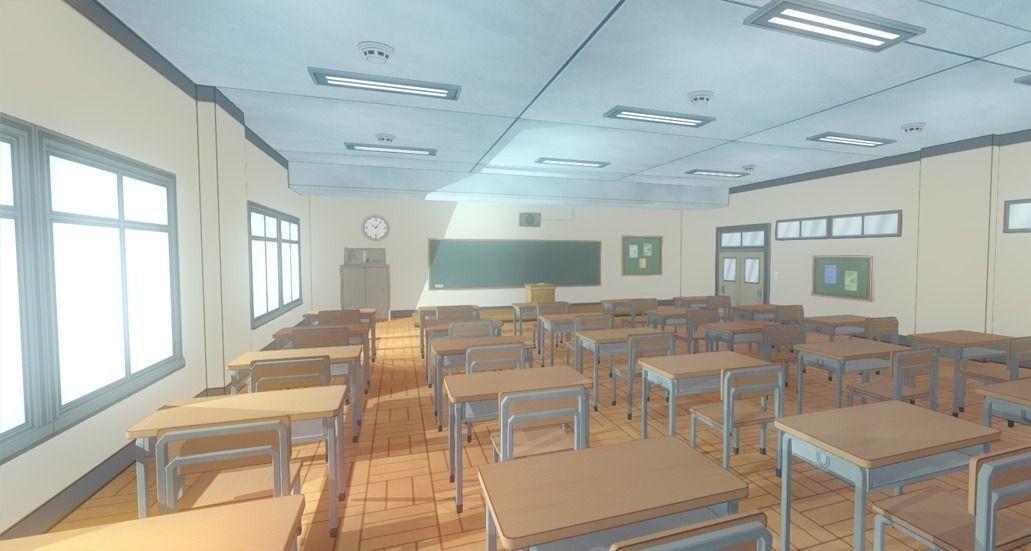 Anime Classroom - Game Props Low-poly 3D model_0