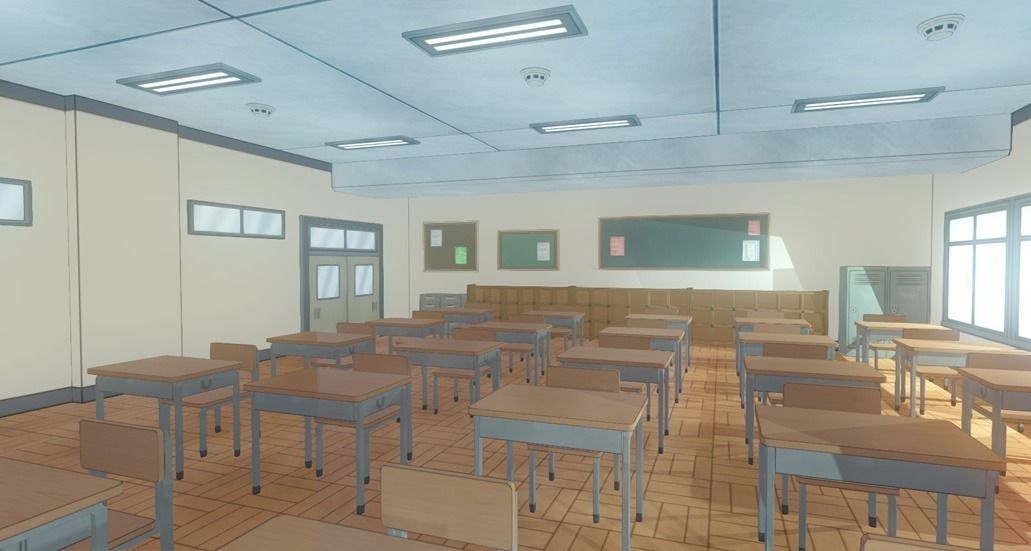 Anime Classroom - Game Props Low-poly 3D model_1