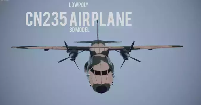 Lowpoly Casa CN235 Turkish Airforce Airplane Low-poly 3D model