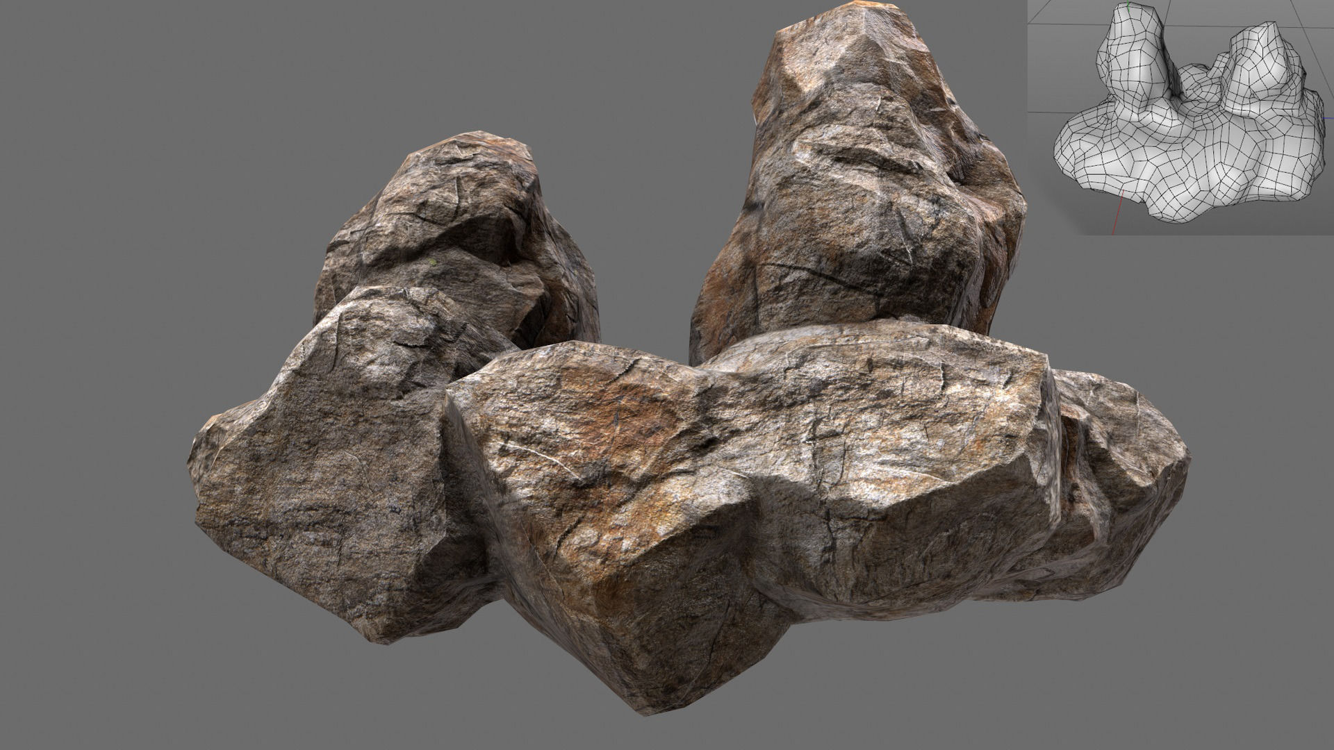 rocks 2 set rock Low-poly 3D model_29