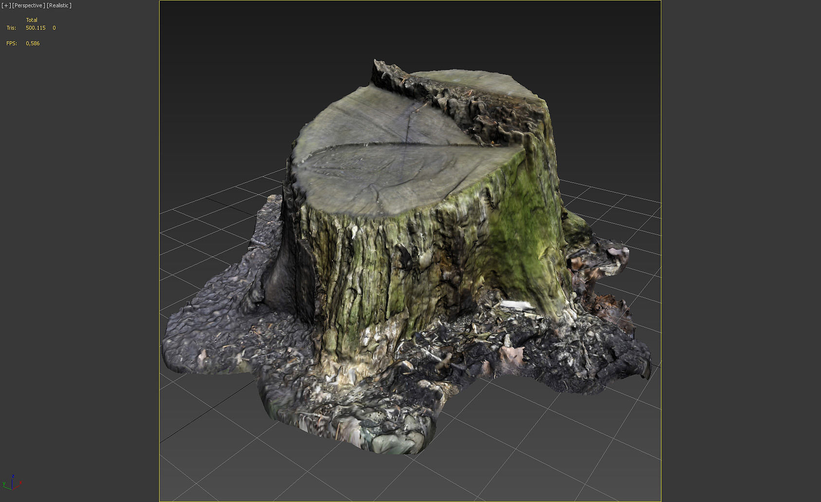 Five scanned old tree stump 3D models - Collection for CG  3D model_6