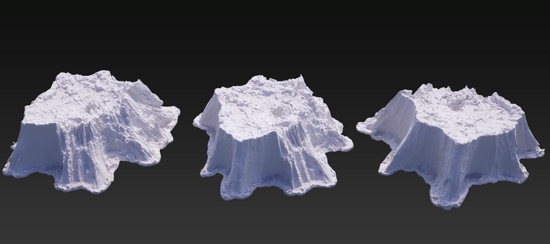 Five scanned old tree stump 3D models - Collection for CG  3D model_9