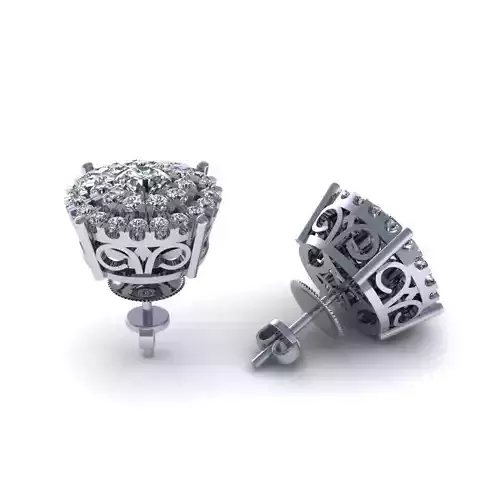 Hallow Earring Round Diamond