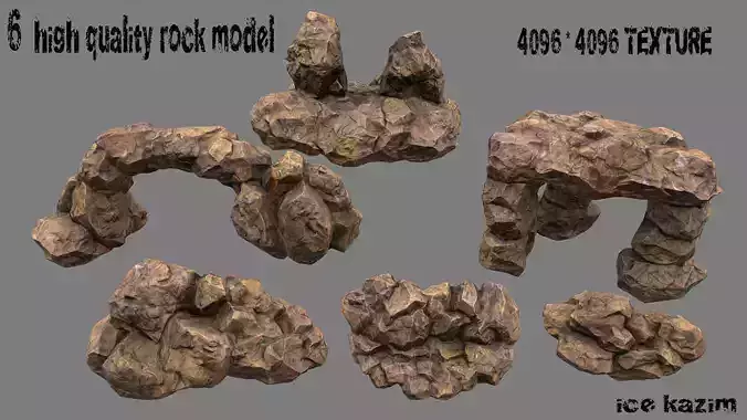 rock 3 set Low-poly 3D model