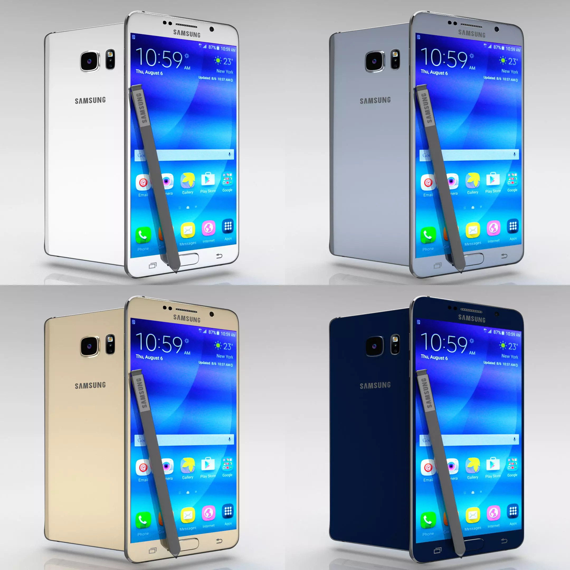 Samsung Galaxy Note 5 All Color Pack 3D model_0