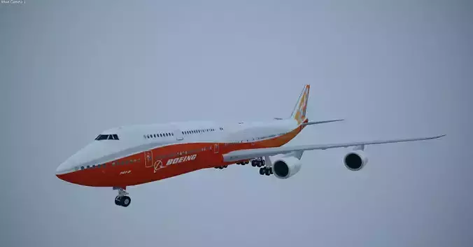 Lowpoly Boeing747-8 boeing flying in sky Low-poly 3D model