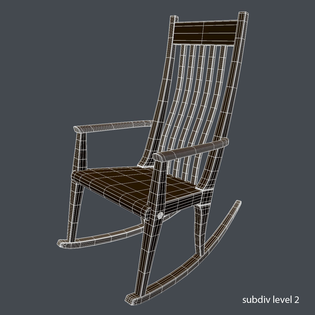 Wood Rocking Chair 3D model_9