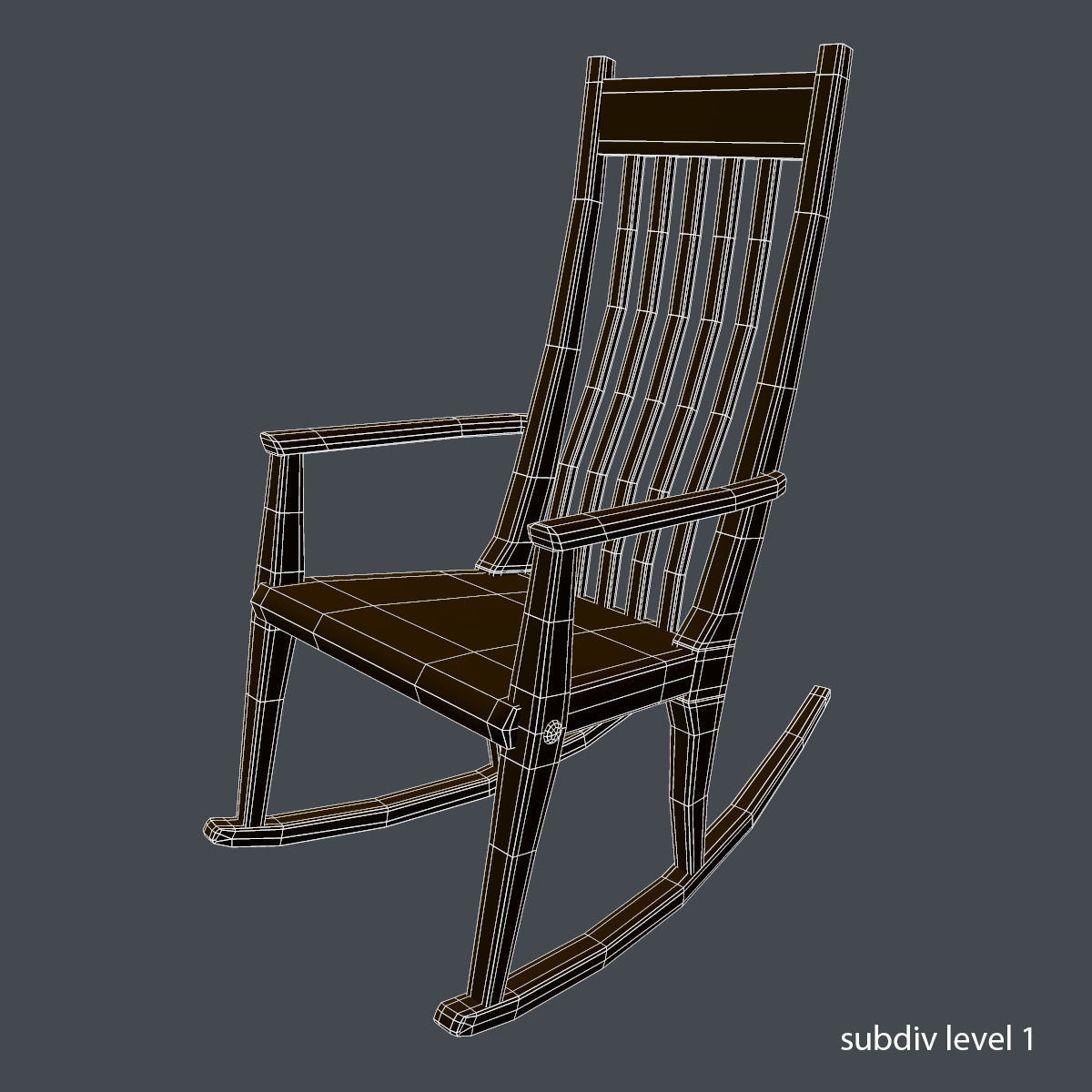 Wood Rocking Chair 3D model_7