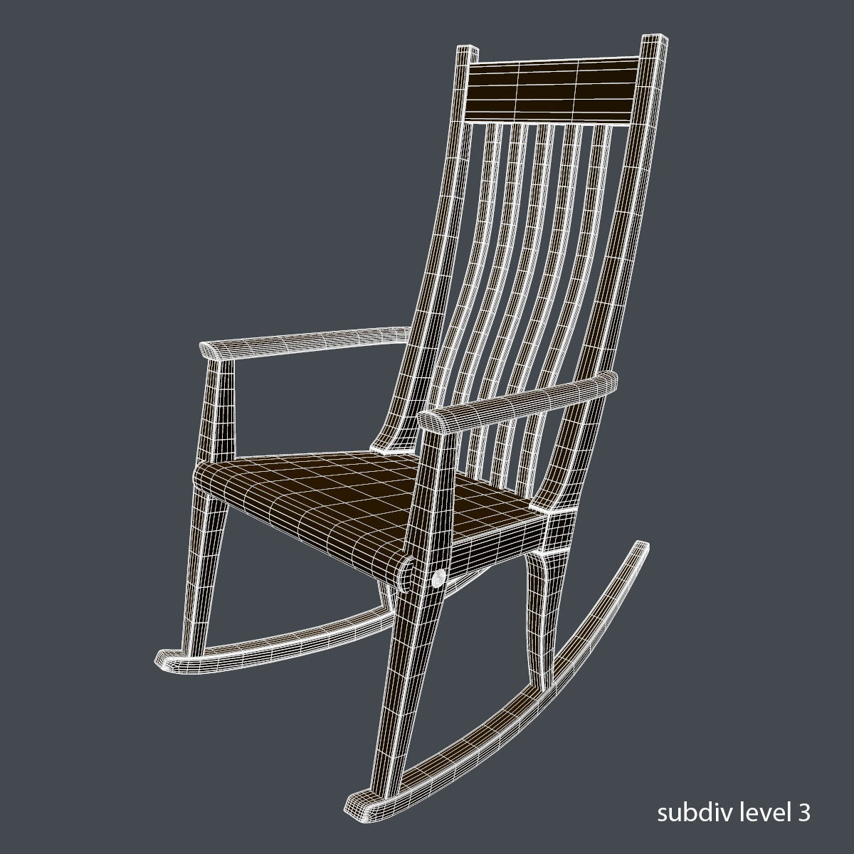 Wood Rocking Chair 3D model_8