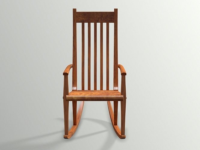 Wood Rocking Chair 3D model 2