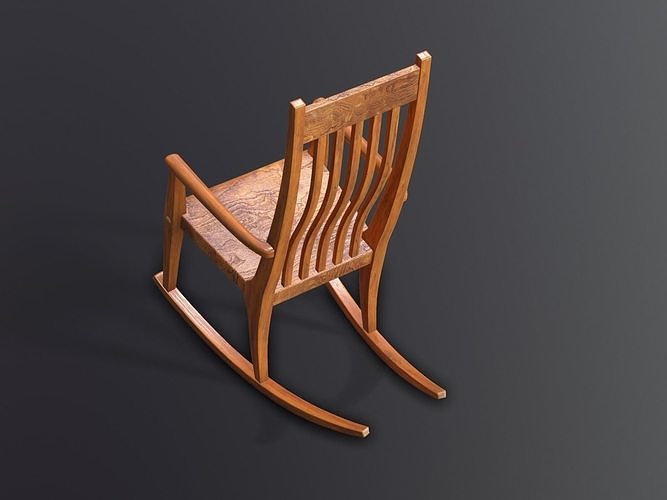 Wood Rocking Chair 3D model 4