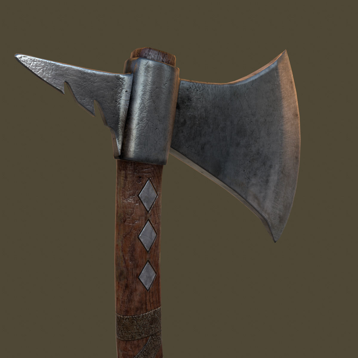 Tomahawk Axe Low-poly 3D model_5