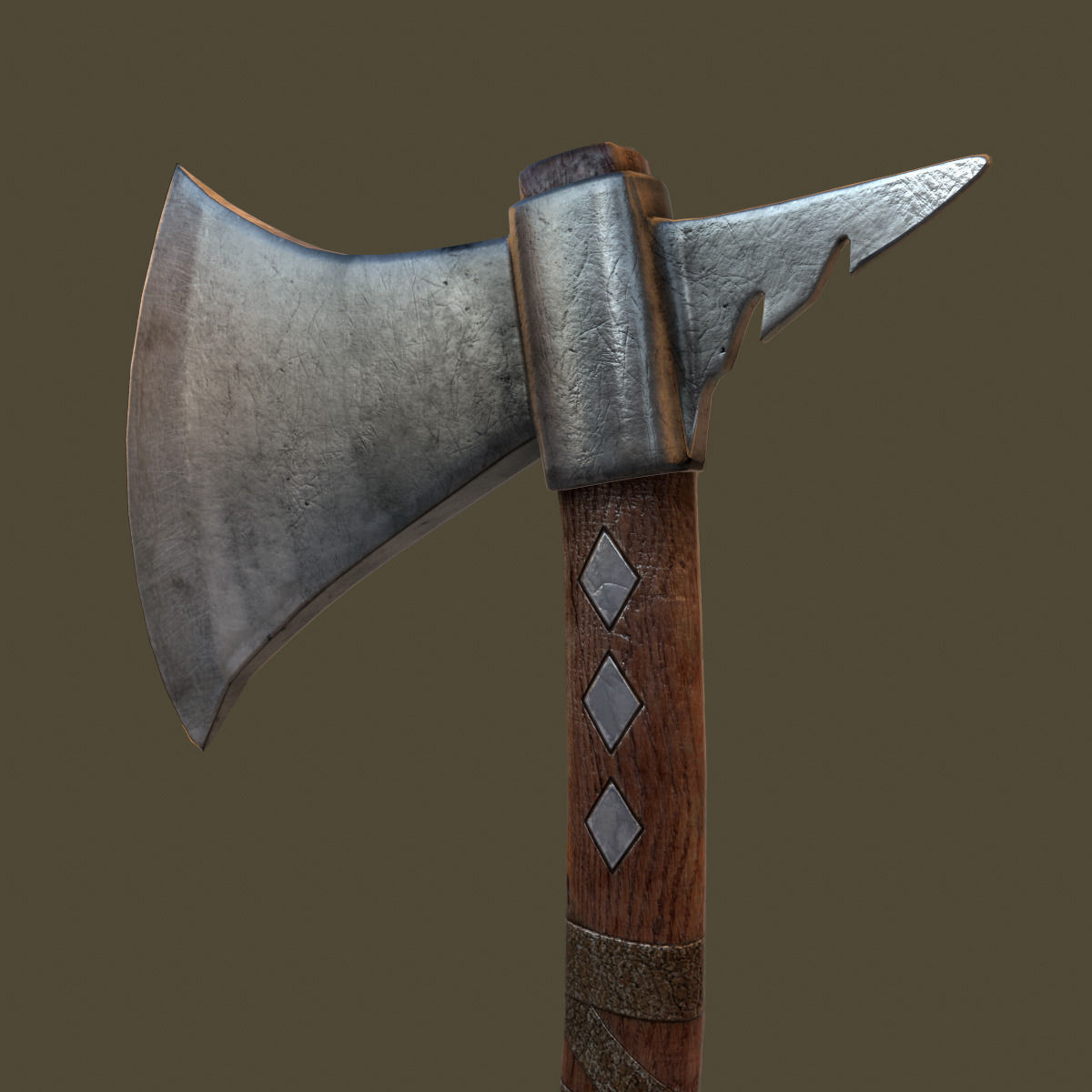 Tomahawk Axe Low-poly 3D model_4