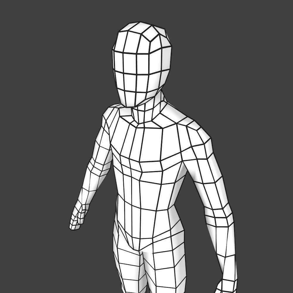 Generic Low-poly Basemesh Male Low-poly 3D model_4