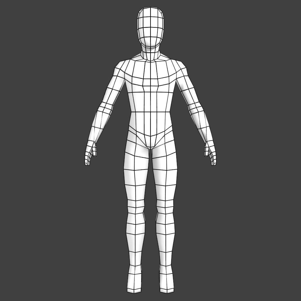 Generic Low-poly Basemesh Male Low-poly 3D model_0