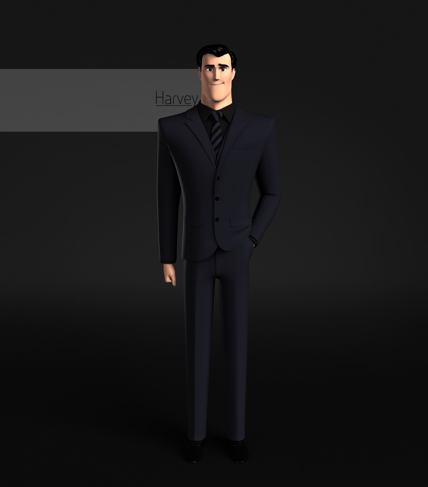 Harvey cartoon Male Character 3D model_1