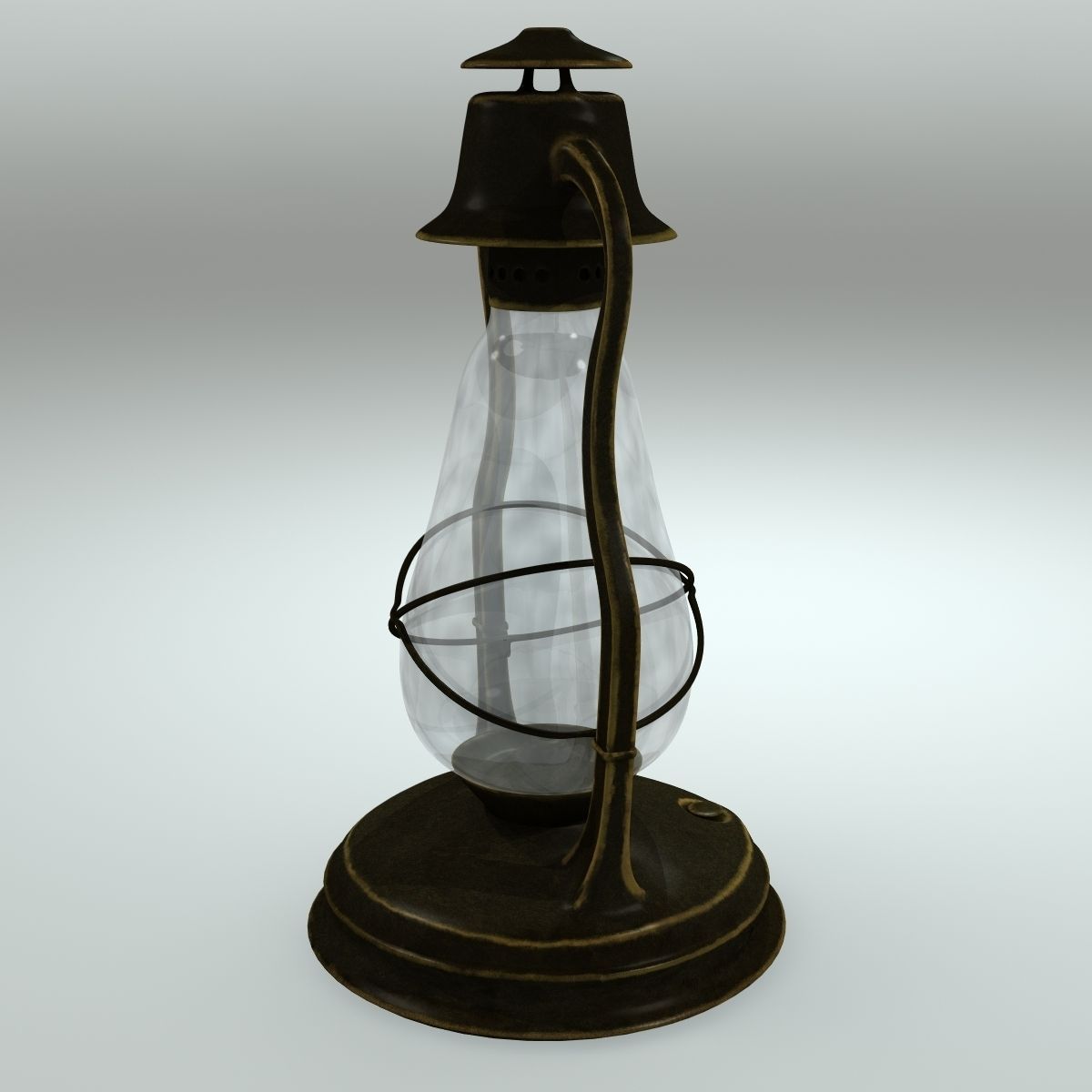 Antique Oil Lantern 3D model_2