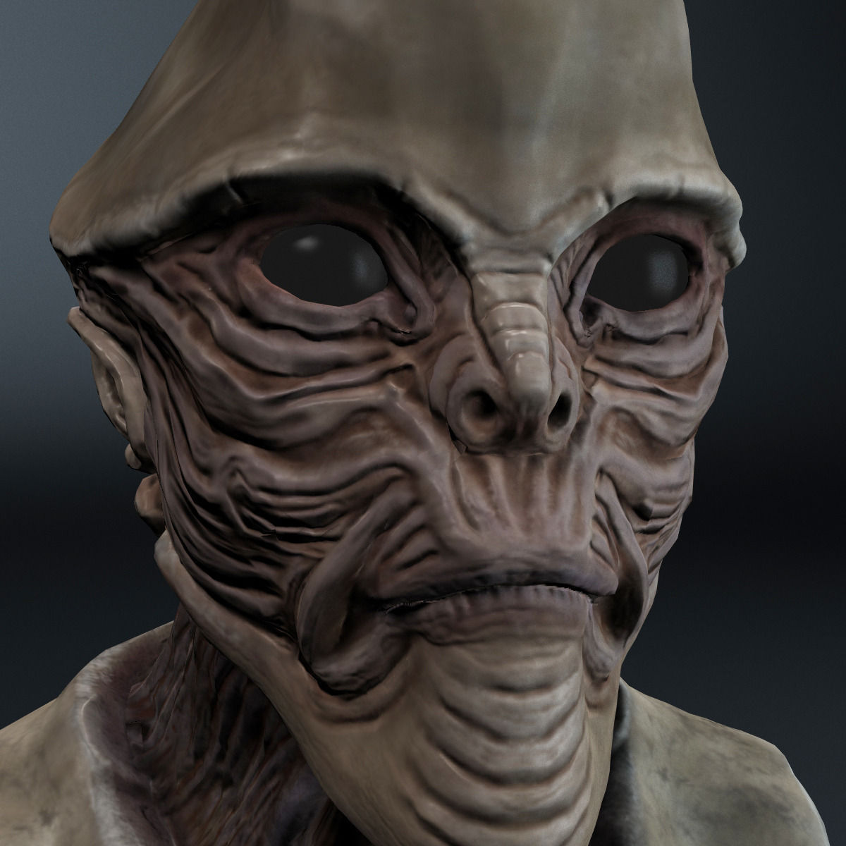 Alien Bust 3D model_3