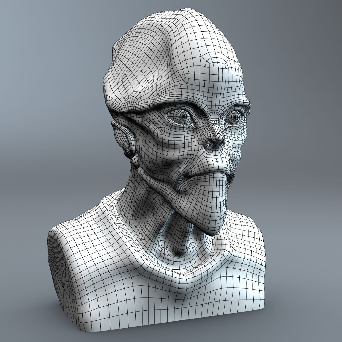 Alien Bust 3D model_10