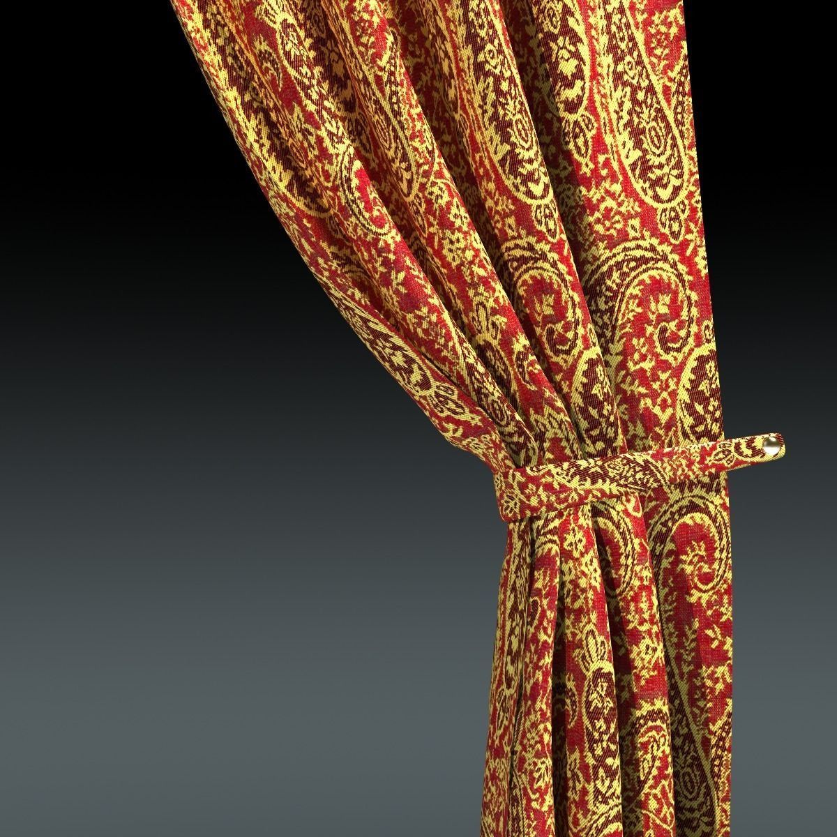 Luxurious Curtain 3D model_4