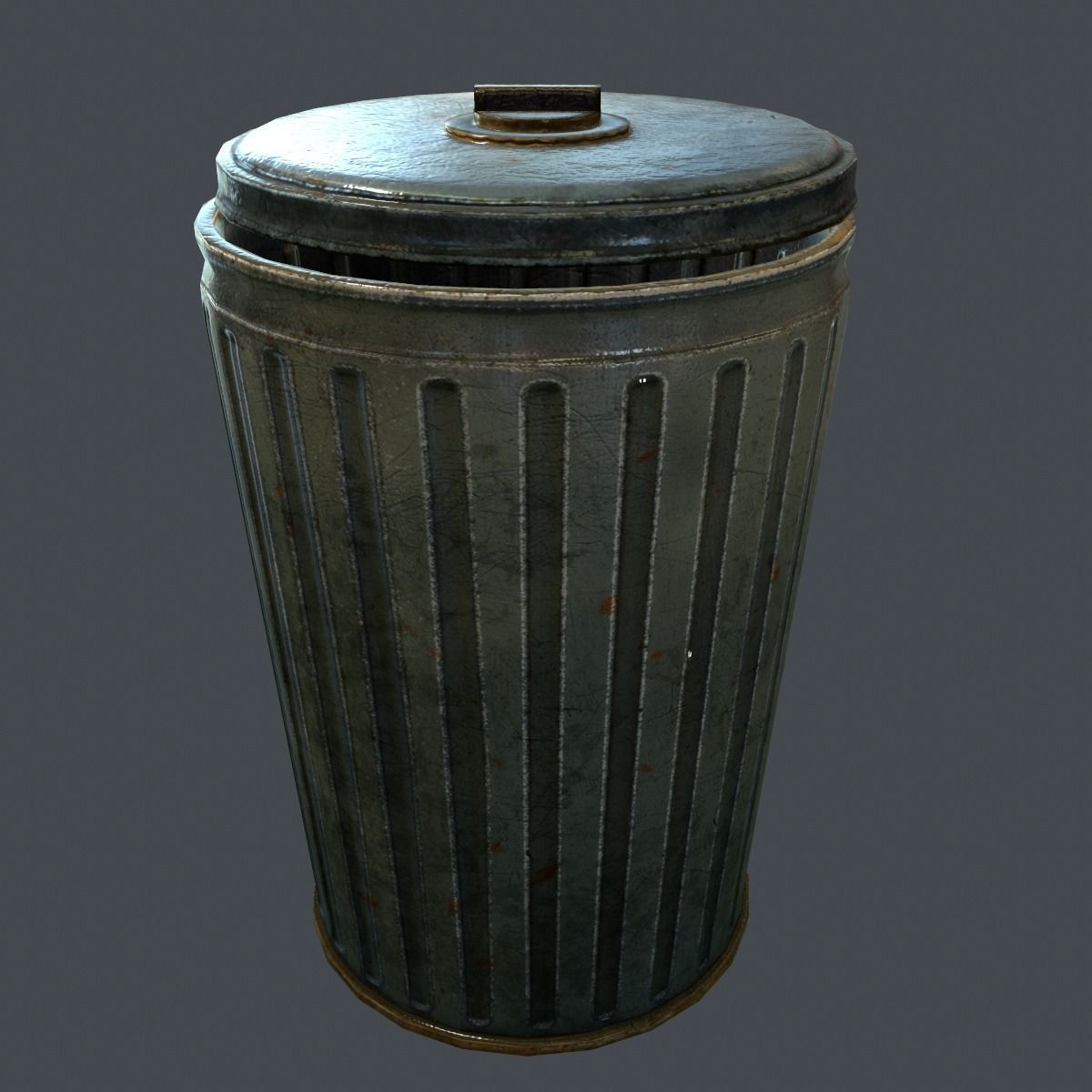 Trash Can for games Low-poly 3D model_3
