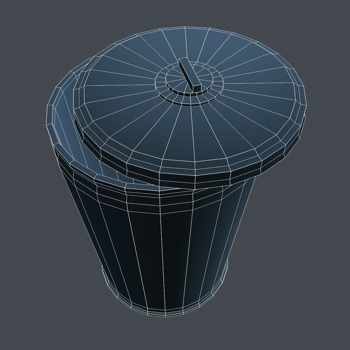 Trash Can for games Low-poly 3D model_12