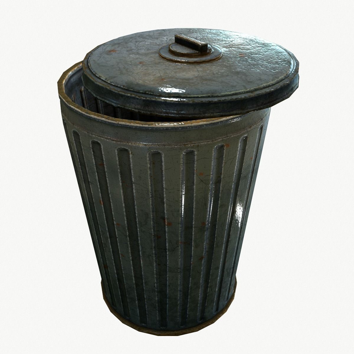 Trash Can for games Low-poly 3D model_0