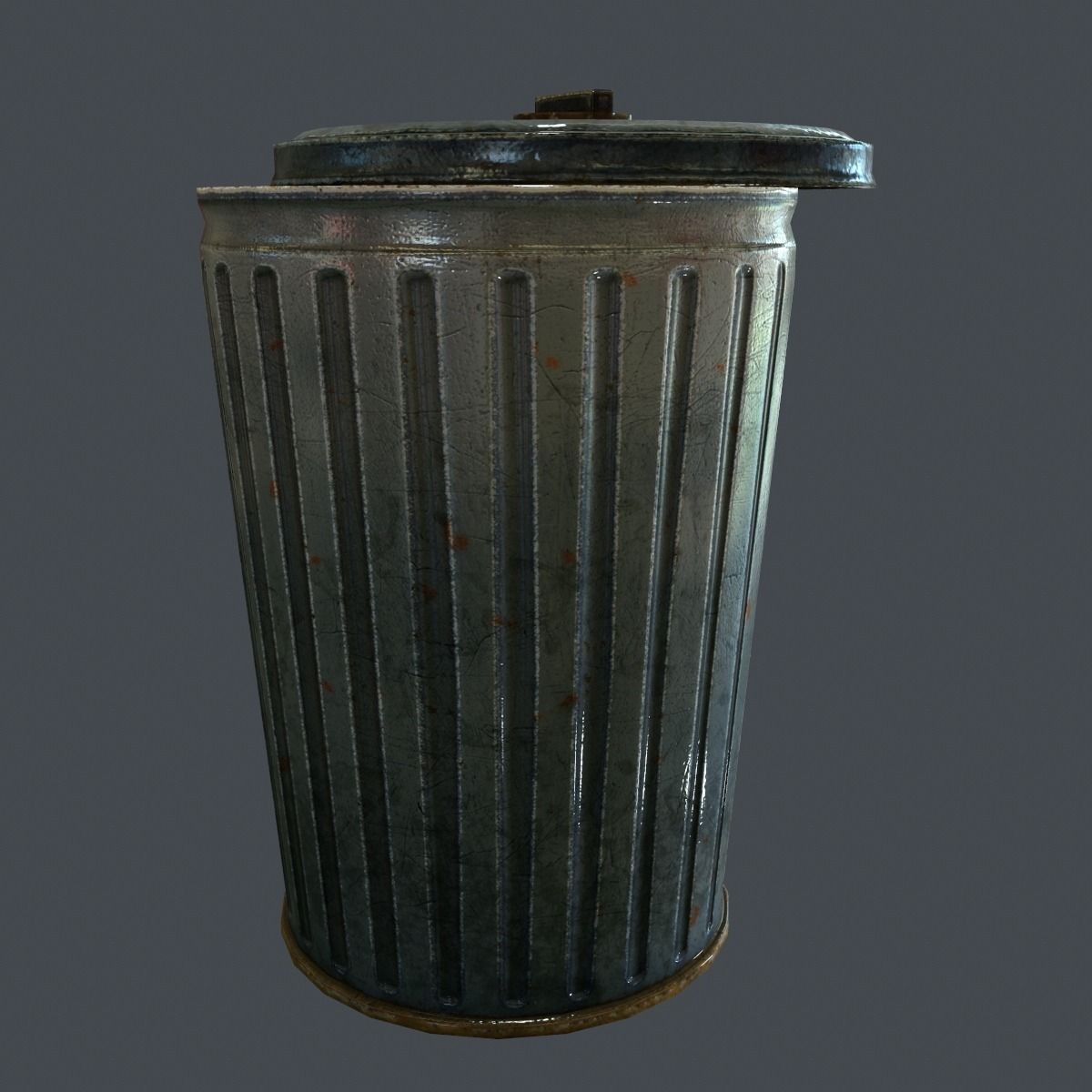Trash Can for games Low-poly 3D model_5