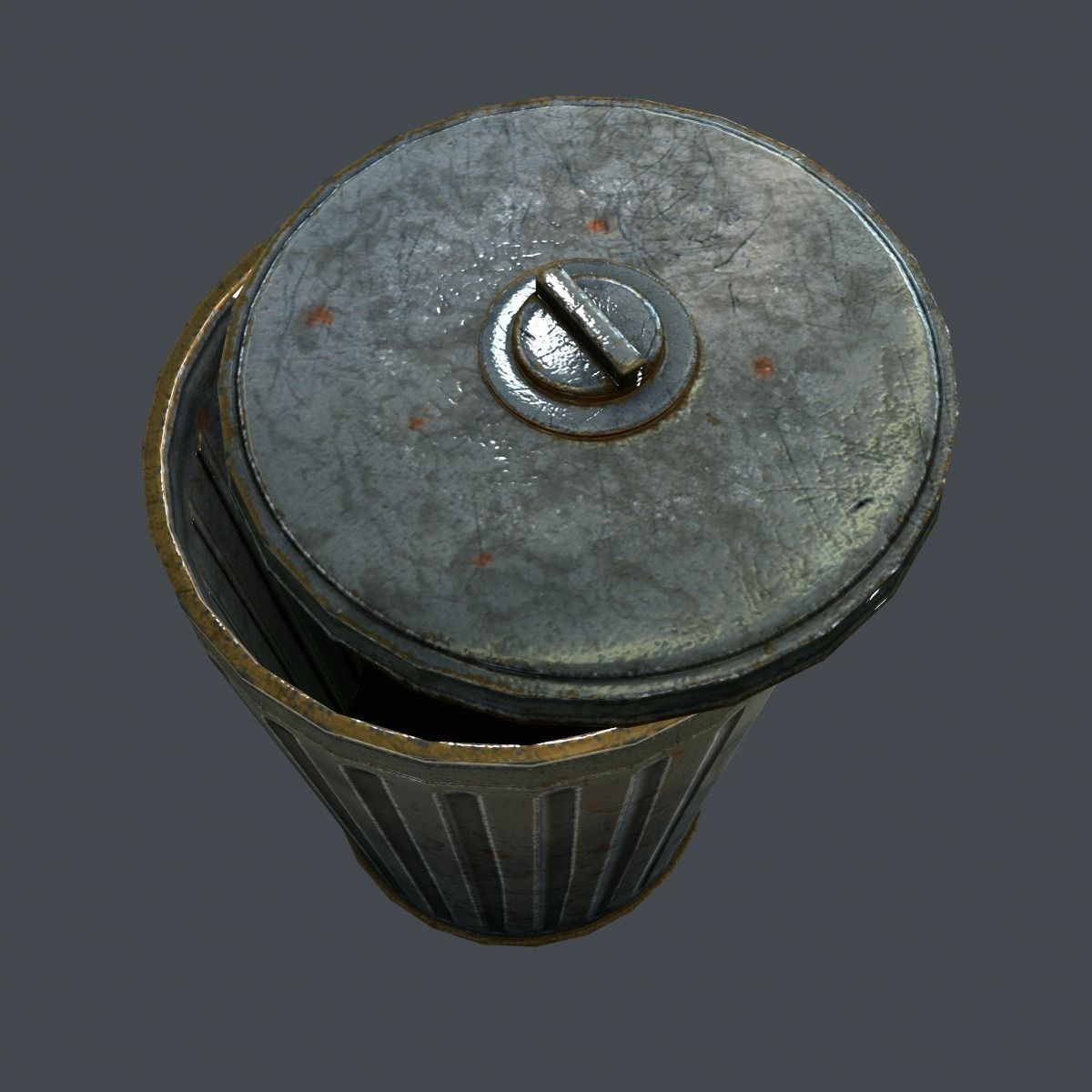 Trash Can for games Low-poly 3D model_4