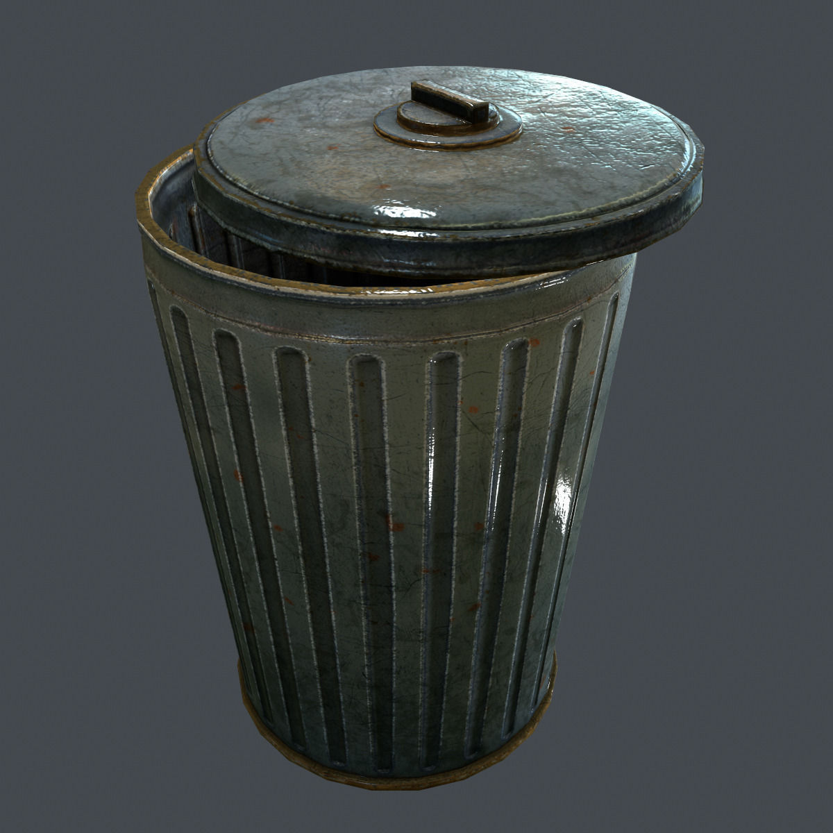 Trash Can for games Low-poly 3D model_1