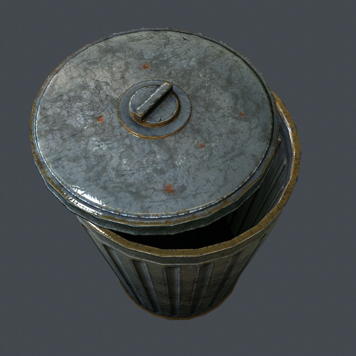 Trash Can for games Low-poly 3D model_2