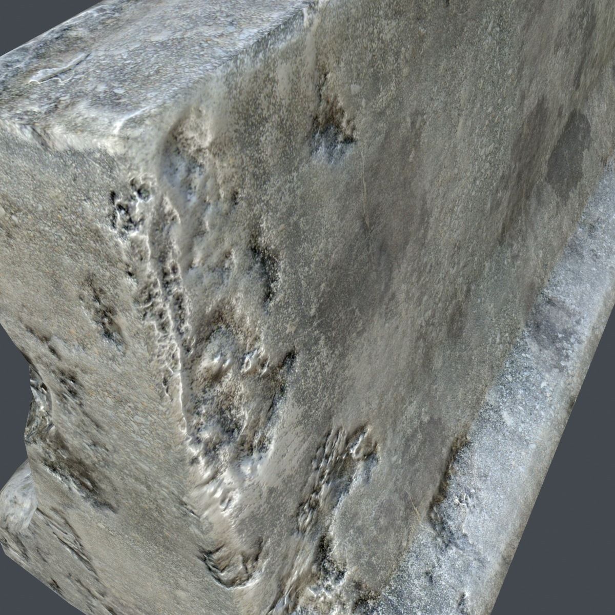 Concrete Barrier Low-poly 3D model_7
